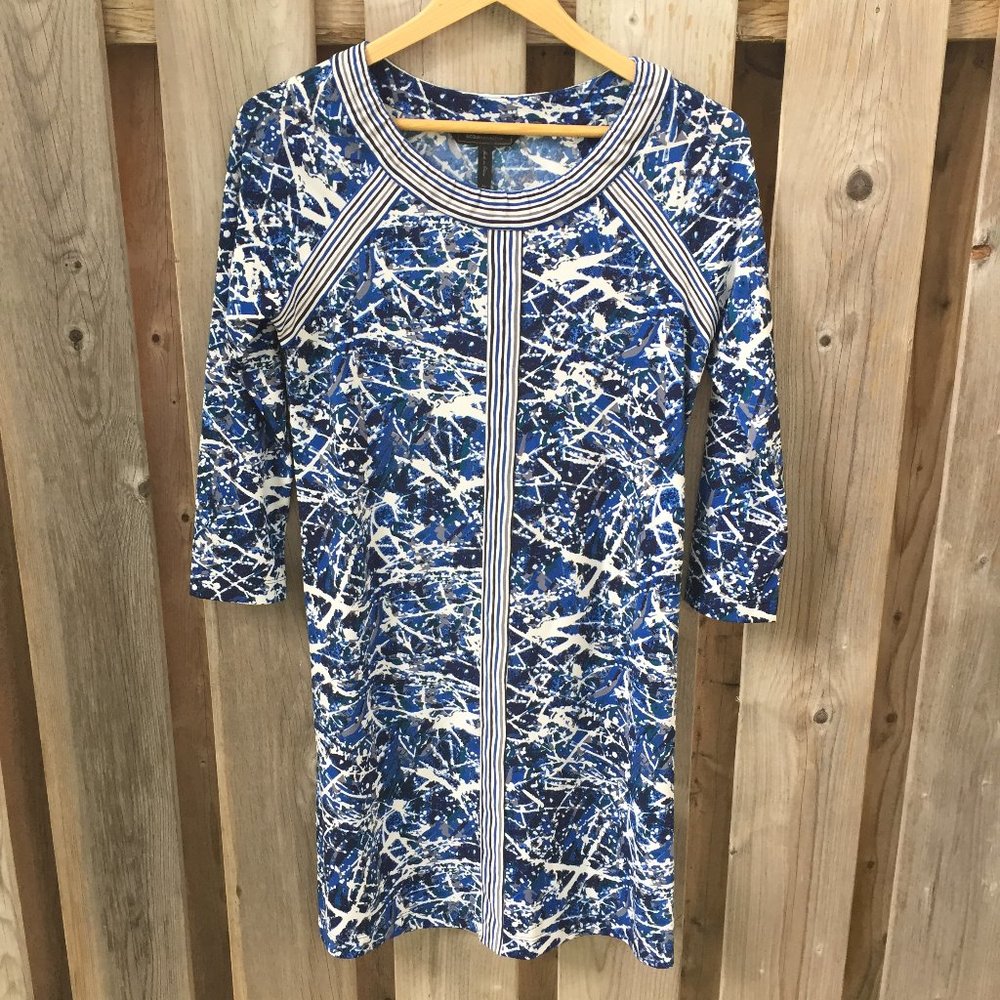 BCBGMaxAzria blue white stretchy dress - size XS